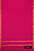 Pink Dual Tone Kanchipuram Silk Saree with Checked design on the body and Zari Border.  displayed on a mannequin
