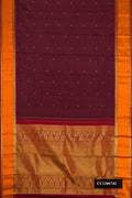 Coffee Brown Dual Tone Kanchipuram Silk Saree with Zari Butta on the body and Zari And Thread Border.  displayed on a mannequin