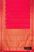 Pink Dual Tone Kanchipuram Silk Saree with Zari Butta on the body and Zari Border.  displayed on a mannequin