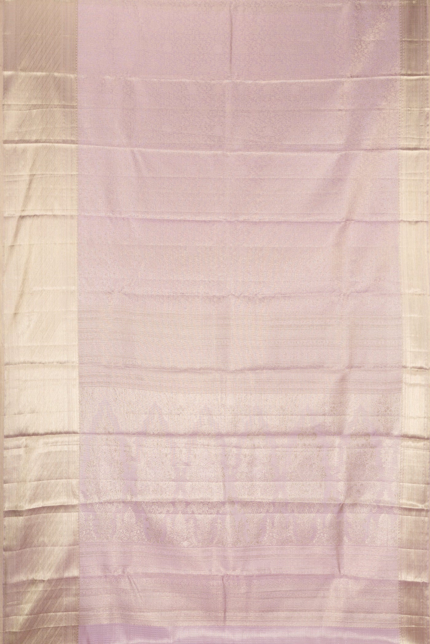 Lavender Dual Tone Kanchipuram Tissue Silk Saree with Zari Brocade on the body and Fancy Border.  displayed on a mannequin