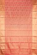 Rose Gold Dual Tone Kanchipuram Tissue Silk Saree with Zari Brocade on the body and Fancy Border.  displayed on a mannequin