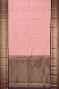 Rose pink Dual Tone Kanchipuram Silk Saree with Checked design on the body and Fancy Border.  displayed on a mannequin