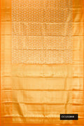 Mustard Dual Tone Kanchipuram Tissue Silk Saree with Zari Brocade on the body and Zari Border.  displayed on a mannequin