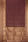 Brown Dual Tone Kanchipuram Silk Saree with Checked design on the body and Fancy Border.  displayed on a mannequin