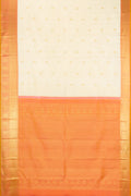 Sandal Dual Tone Kanchipuram Silk Saree with Zari Butta on the body and Zari Border.  displayed on a mannequin
