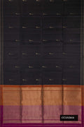Black Dual Tone Soft Silk Saree with Zari Butta on the body and Zari Border.  displayed on a mannequin