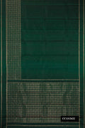 Bottle Green Dual Tone Kanchipuram Silk Saree with Zari Butta on the body and Fancy Border.  displayed on a mannequin
