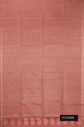 Peach Dual Tone Soft Silk Saree with Half And Half on the body and Zari Border.  displayed on a mannequin