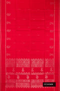 Red Dual Tone Soft Silk Saree with Zari Butta on the body and Zari Border.  displayed on a mannequin