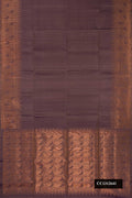 Brown Dual Tone Soft Silk Saree with Plain Body and Fancy Border.  displayed on a mannequin
