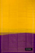 Yellow Dual Tone Soft Silk Saree with Plain Body and Zari Border.  displayed on a mannequin