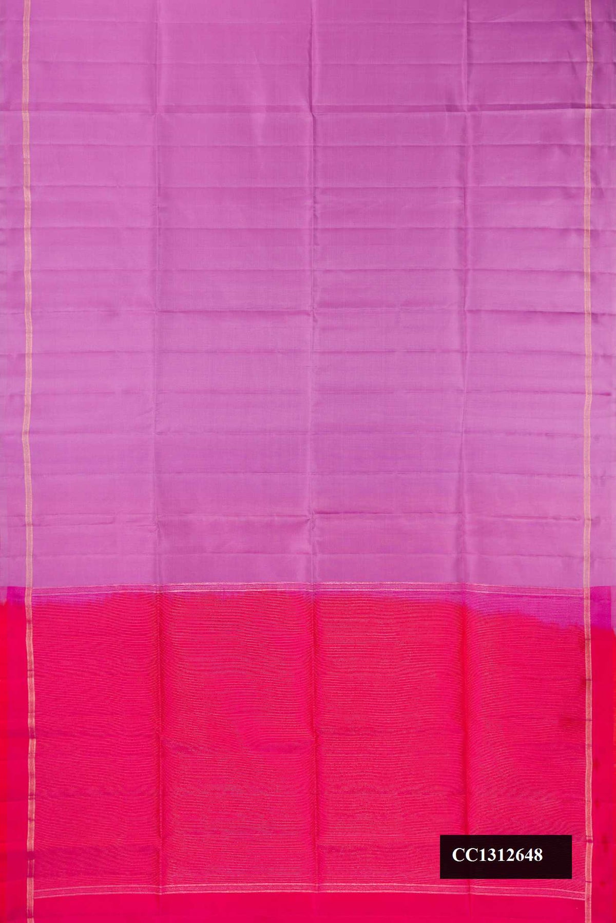 Lavender Dual Tone Soft Silk Saree with Plain Body and Zari Border.  displayed on a mannequin