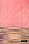 Pink Dual Tone Soft Silk Saree with Plain Body and Without Border.  displayed on a mannequin