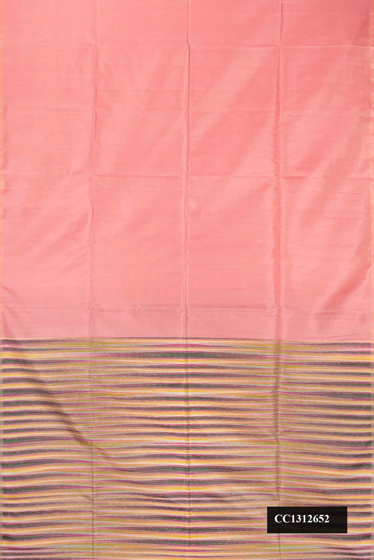 Pink Dual Tone Soft Silk Saree with Plain Body and Without Border.  displayed on a mannequin