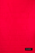Red Dual Tone Kanchipuram Silk Saree with Plain Body and Without Border.  displayed on a mannequin