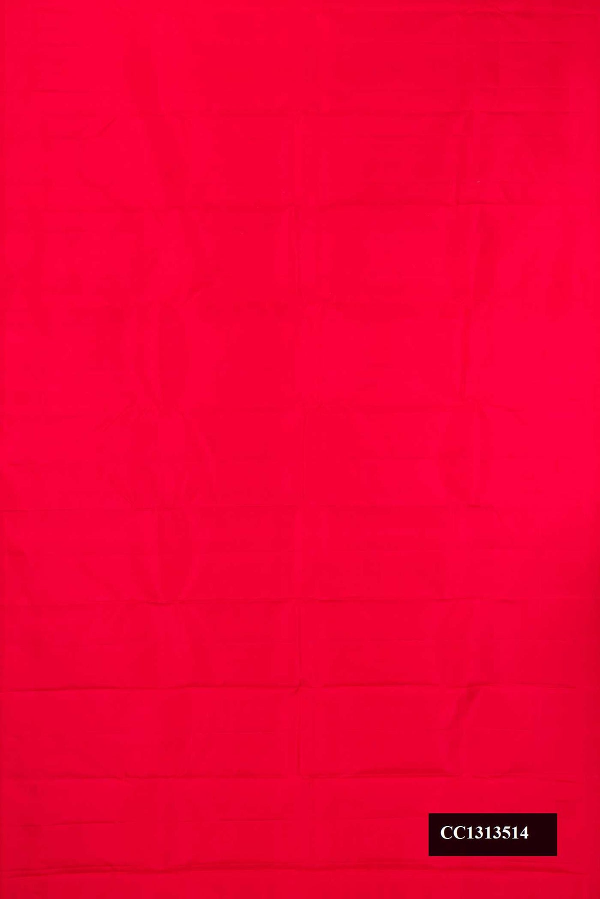 Red Dual Tone Kanchipuram Silk Saree with Plain Body and Without Border.  displayed on a mannequin