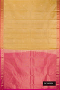 Dark Beige Dual Tone Kanchipuram Silk Saree with Zari Butta on the body and Zari Border.  displayed on a mannequin