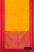 Mustard Dual Tone Kanchipuram Silk Saree with Zari Butta on the body and Fancy Border.  displayed on a mannequin