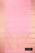 Rose pink Dual Tone Kanchipuram Silk Saree with Zari Butta on the body and Zari Border.  displayed on a mannequin