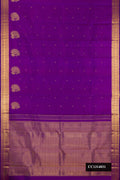 Purple Dual Tone Kanchipuram Silk Saree with Zari Butta on the body and Zari Border.  displayed on a mannequin