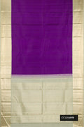 Violet Dual Tone Kanchipuram Silk Saree with Plain Body and Zari Border.  displayed on a mannequin