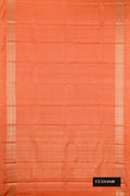 Orange Dual Tone Kanchipuram Silk Saree with Checked design on the body and Zari Border.  displayed on a mannequin