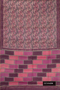 Purple Dual Tone Tussar Silk Saree with Printed design on the body and Printed Border.  displayed on a mannequin