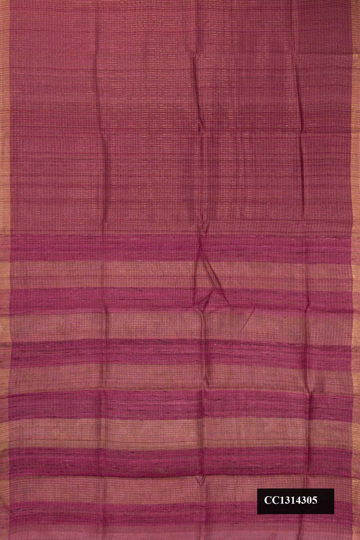 Pink Dual Tone Tussar Silk Saree with Checked design on the body and Embroidered Border.  displayed on a mannequin