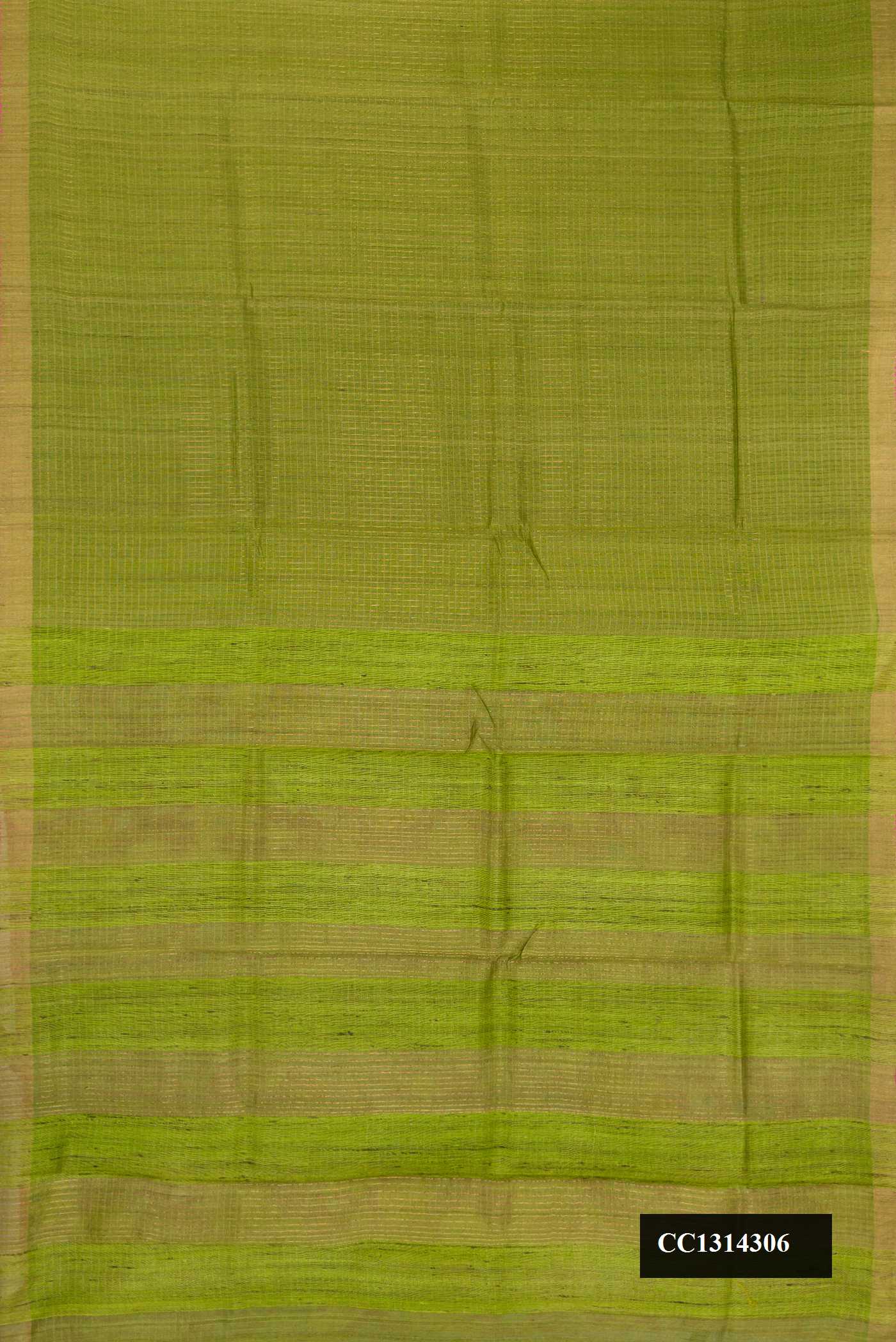 Mehandi Green Dual Tone Tussar Silk Saree with Checked design on the body and Embroidery Border.  displayed on a mannequin