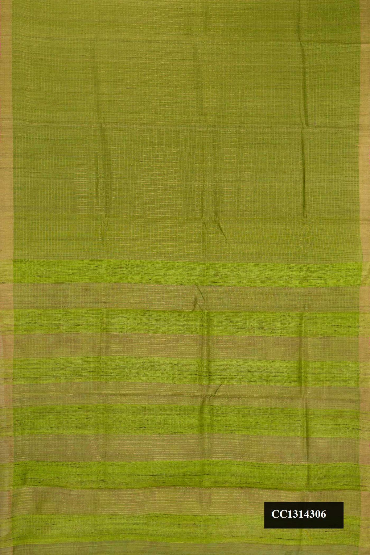 Mehandi Green Dual Tone Tussar Silk Saree with Checked design on the body and Embroidery Border.  displayed on a mannequin