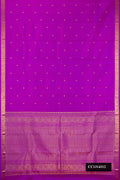 Lavender Dual Tone Kanchipuram Silk Saree with Zari Butta on the body and Zari Border.  displayed on a mannequin