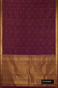Coffee Brown Dual Tone Kanchipuram Silk Saree with Zari Butta on the body and Zari Border.  displayed on a mannequin