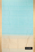 Light Blue Dual Tone Kanchipuram Silk Saree with Zari Butta on the body and Zari Border.  displayed on a mannequin