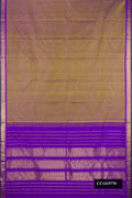 Mehandi Green Dual Tone Kanchipuram Silk Saree with Plain Body and Zari Border.  displayed on a mannequin