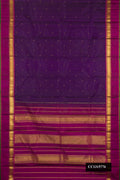 Violet Dual Tone Kanchipuram Silk Saree with Zari Butta on the body and Zari Border.  displayed on a mannequin