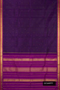 Violet Dual Tone Kanchipuram Silk Saree with Zari Butta on the body and Zari Border.  displayed on a mannequin