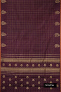 Coffee Brown Dual Tone Kanchipuram Silk Saree with Checked design on the body and Fancy Border.  displayed on a mannequin