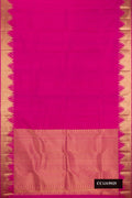 Pink Dual Tone Kanchipuram Silk Saree with Plain Body and Temple Border.  displayed on a mannequin