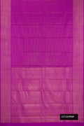 Purple Dual Tone Kanchipuram Silk Saree with Checked design on the body and Zari Border.  displayed on a mannequin