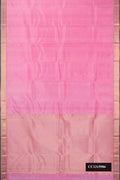 Pink Dual Tone Kanchipuram Silk Saree with Zari Butta on the body and Zari Border.  displayed on a mannequin