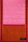 Pink Dual Tone Kanchipuram Silk Saree with Checked design on the body and Thread Border.  displayed on a mannequin