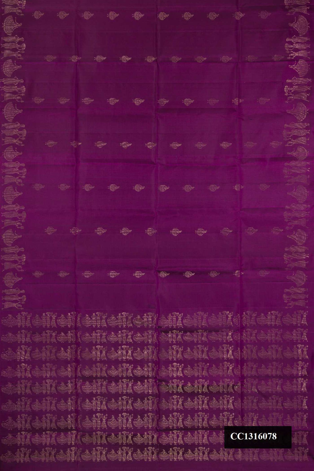 Purple Dual Tone Soft Silk Saree with Zari Butta on the body and Fancy Border.  displayed on a mannequin