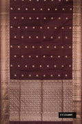 Coffee Brown Dual Tone Soft Silk Saree with Zari Butta on the body and Zari Border.  displayed on a mannequin