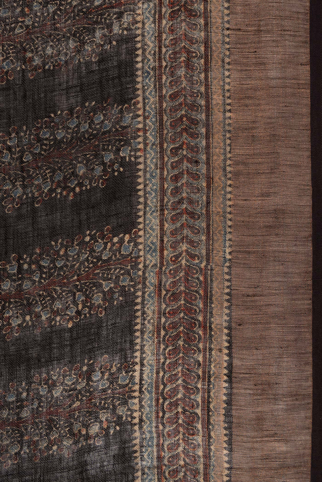 Border image of Black Dual Tone Maheshwari Silk Saree with Zari Butta on the body and Zari Border. 