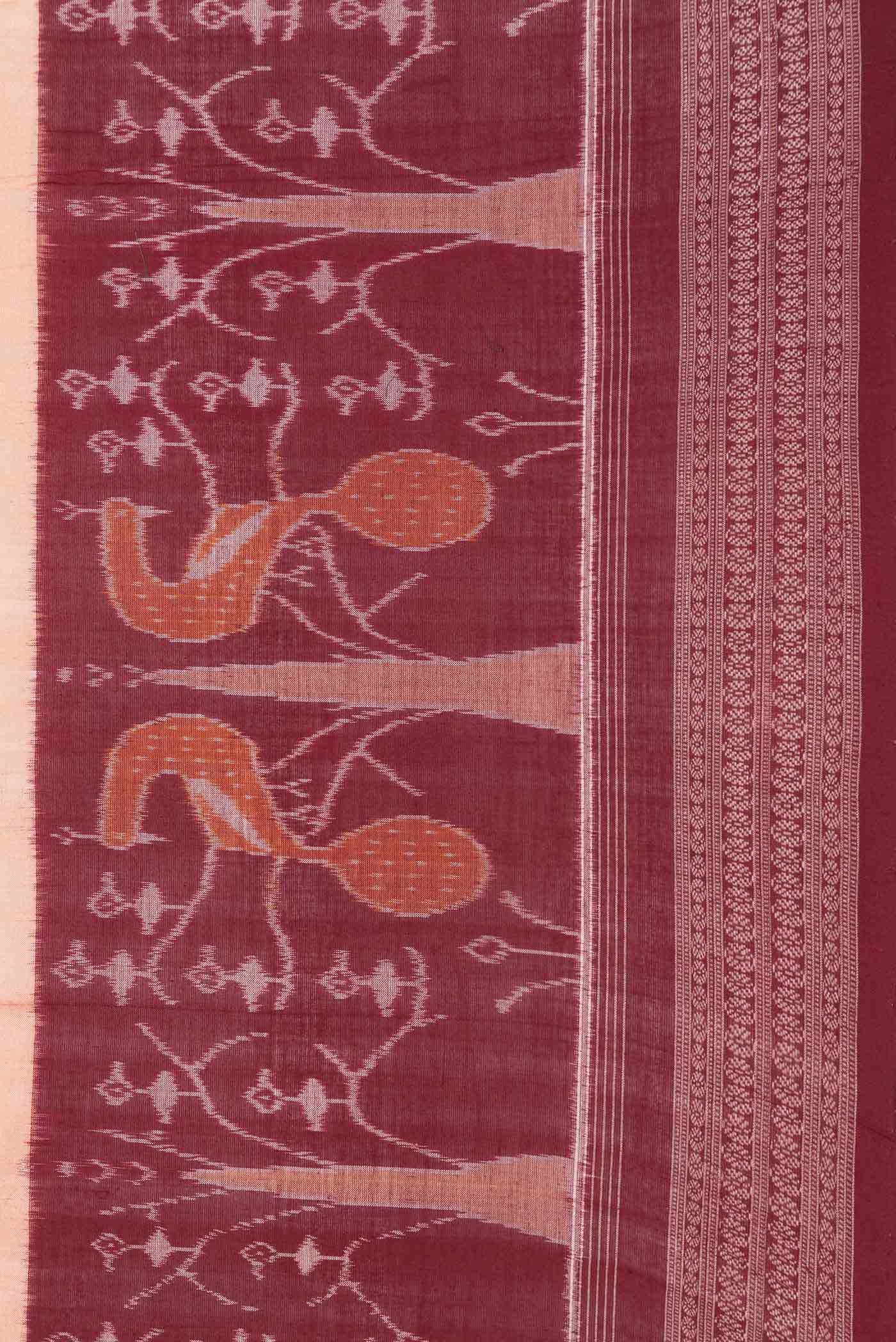 Border image of Orange Dual Tone Double Ikat Saree with Ikat Print on the body and Ikat Border