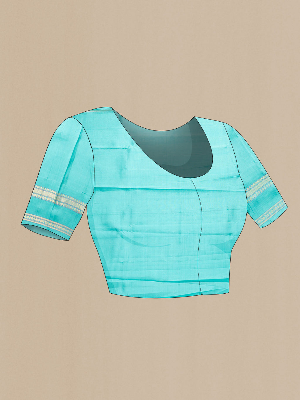 Close up image of the blouse of Lavender Dual Tone Linen Saree with Checked design on the body and Zari Border. 