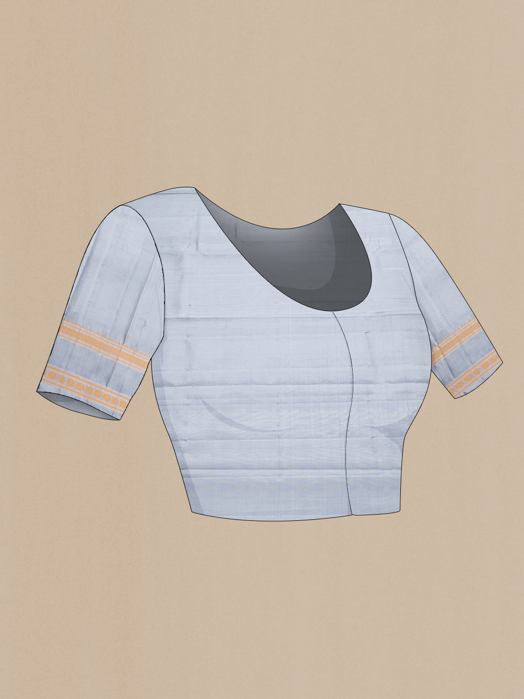 Close up image of the blouse of Lemon Yellow Dual Tone Linen Saree with Checked design on the body and Zari Border. 