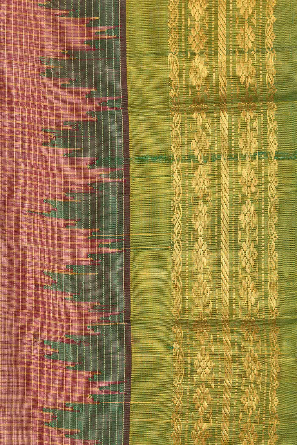 Border image of Maroon Dual Tone Gadwal Silk Saree with Checked design on the body and Zari Border. 