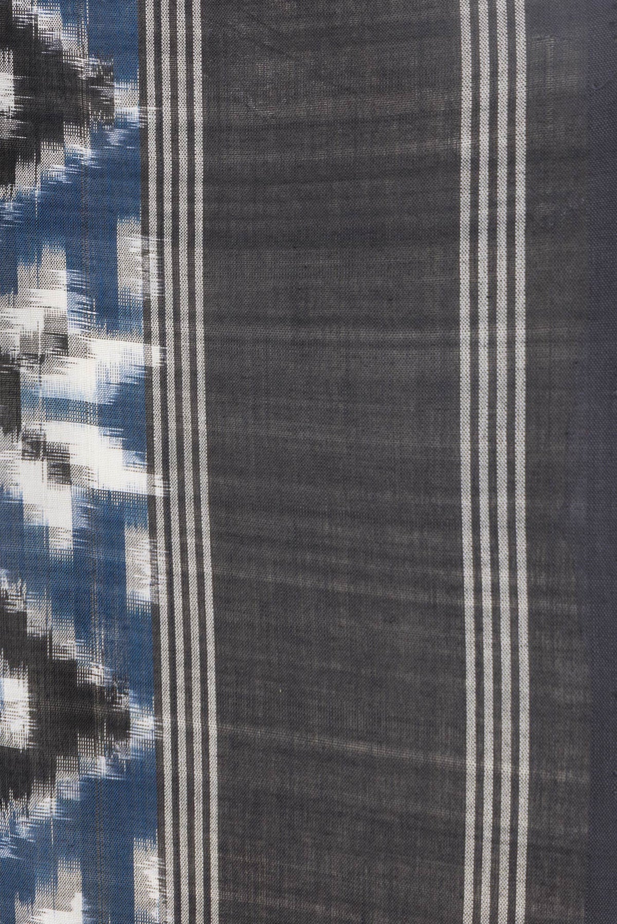 Border image of Blue Dual Tone Double Ikat Saree with Ikat Print on the body and Thread Border. 