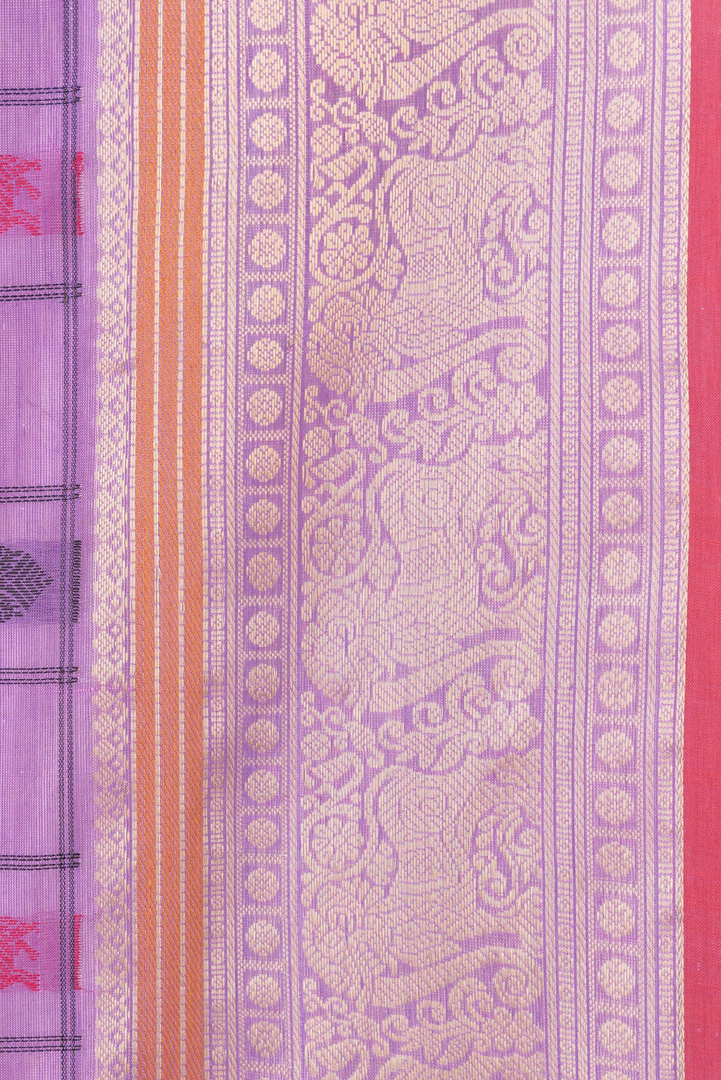 Border image of Lavender Dual Tone Silk Cotton Saree with Thread Butta on the body and Zari Border. 